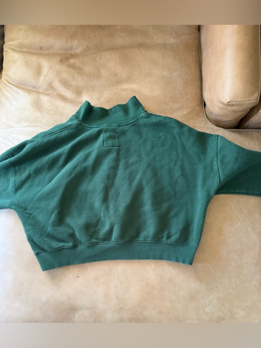 Madewell MWL Green Cropped Collared Sweatshirt Women’s Size XL - Picture 6 of 6